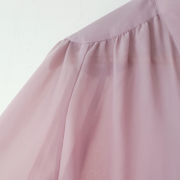LOVE & LIBERTY Dusty Pink Long Sleeve Sheer Blouse - Picture 3 of 9